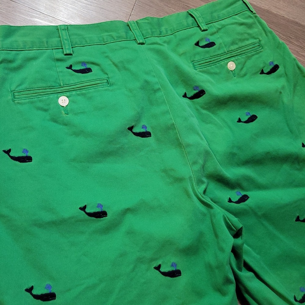 Polo Ralph Lauren Shorts Mens 34 Green Whale Print Cotton Chino Preppy - Picture 4 of 8